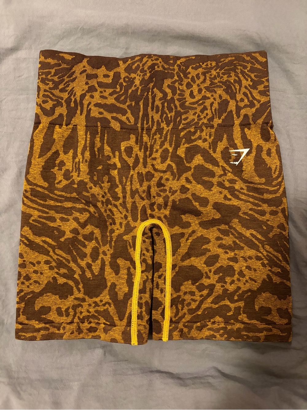 Gymshark Brown/yellow adapt safari tight shorts